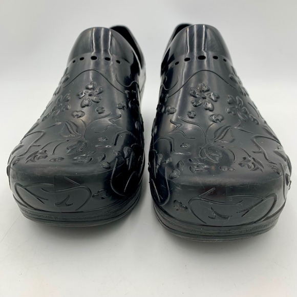 Dansko Pixie Black Floral Embossed Clogs Rubber EVA Slip Resist US 11.5-12 EU 42 - Picture 10 of 12